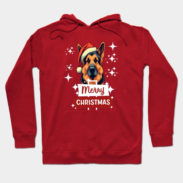 German Shepherd Merry Christmas Hoodie by Binsy